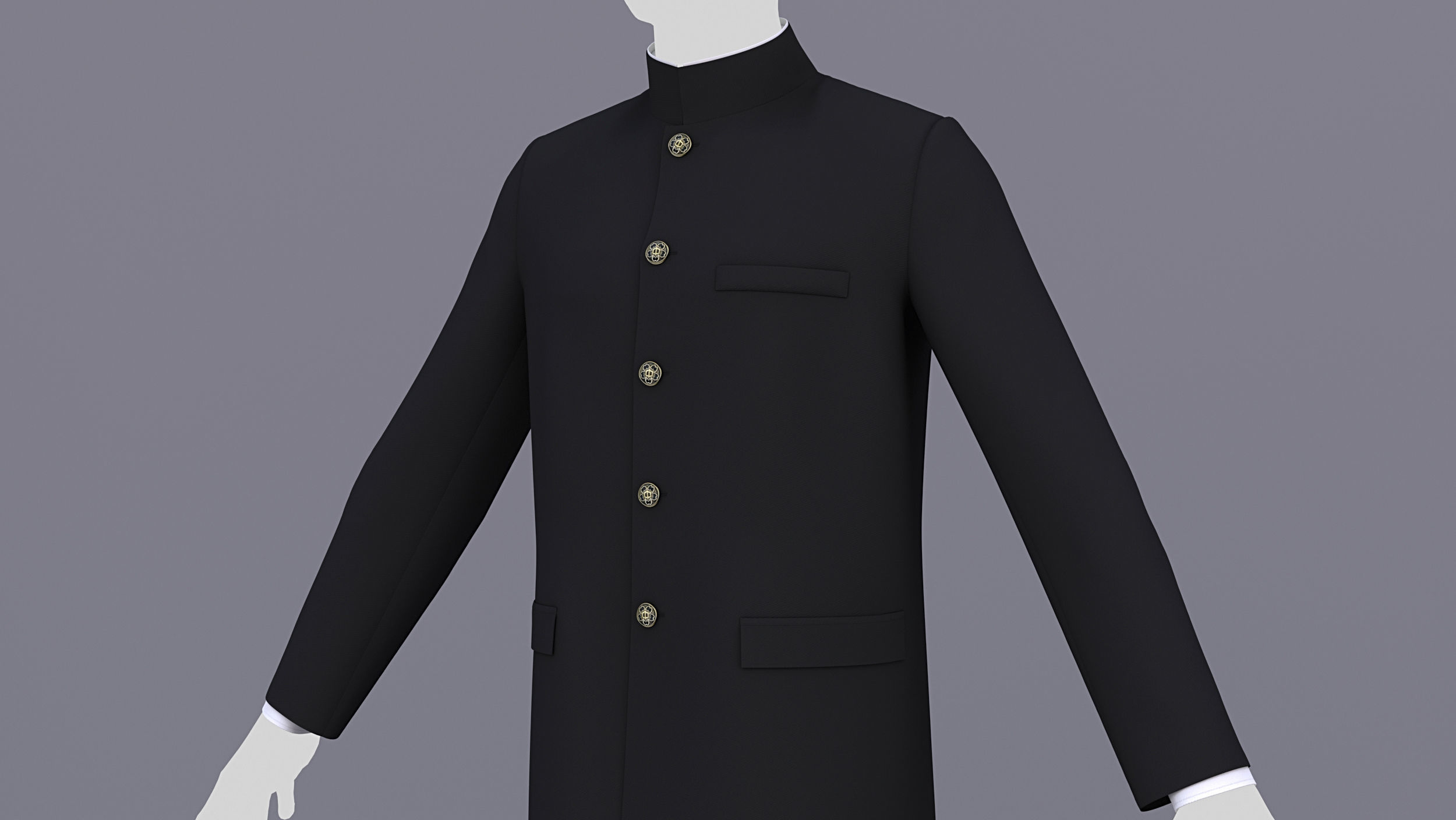 Japanese School Uniform for Male and Female 3D model_14