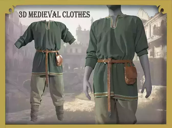 Viking tunic Medieval renaissance clothes 3D model