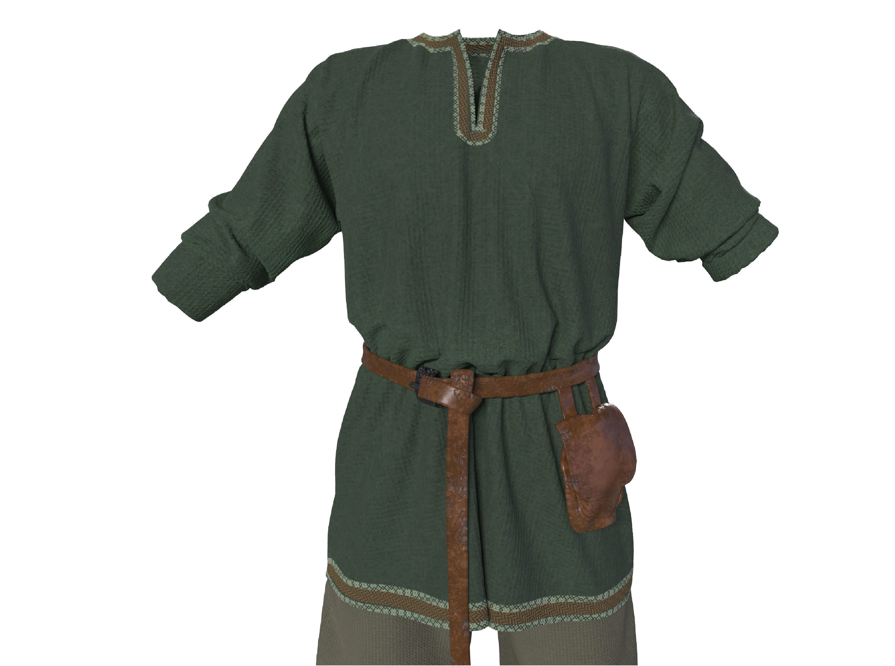 Viking tunic Medieval renaissance clothes 3D model_5