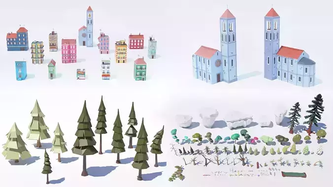 Collection Low-Poly Assets 3D model 