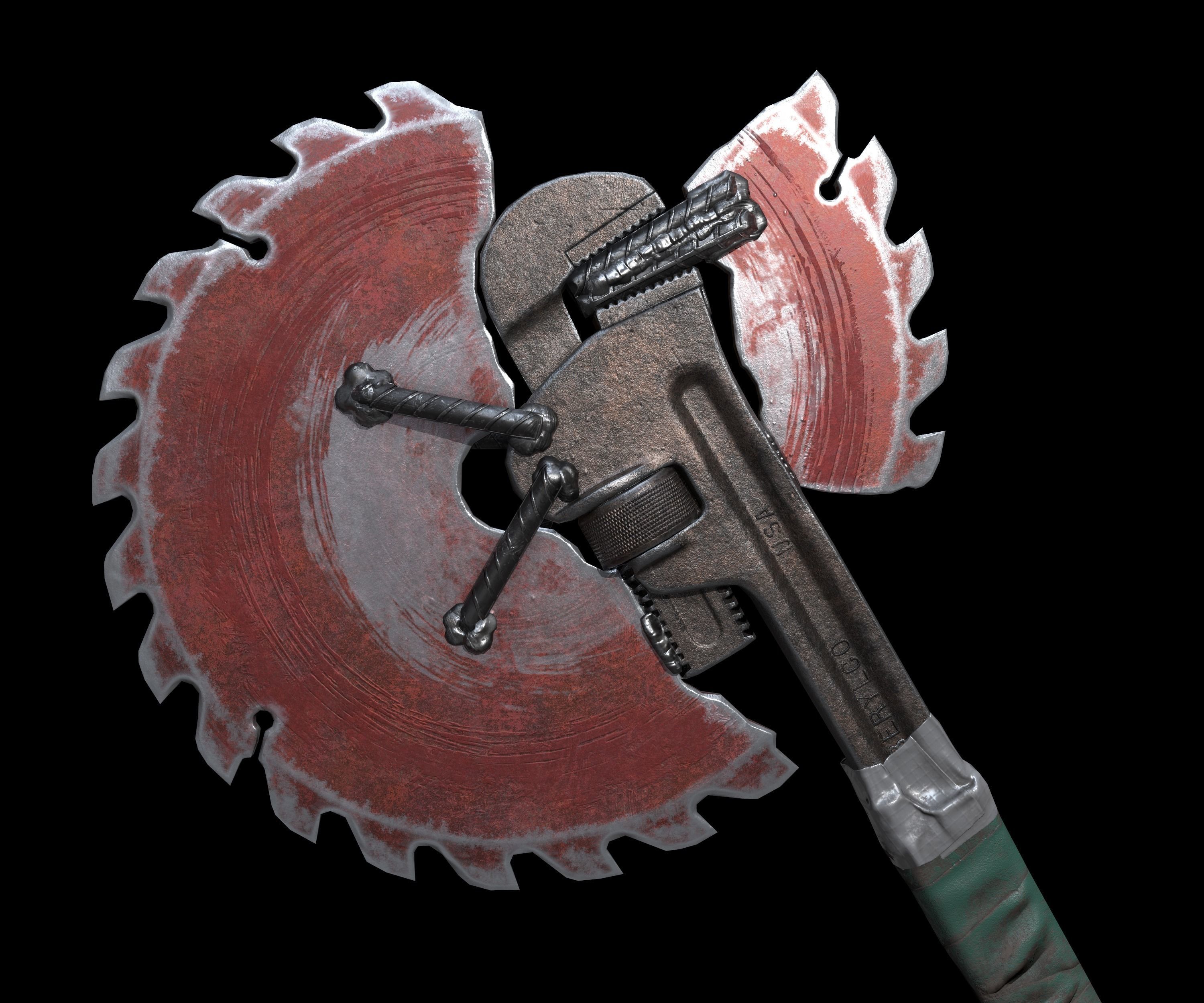 Lowpoly Makeshift Melee Weapon Realistic Pbr Low-poly 3D model_2