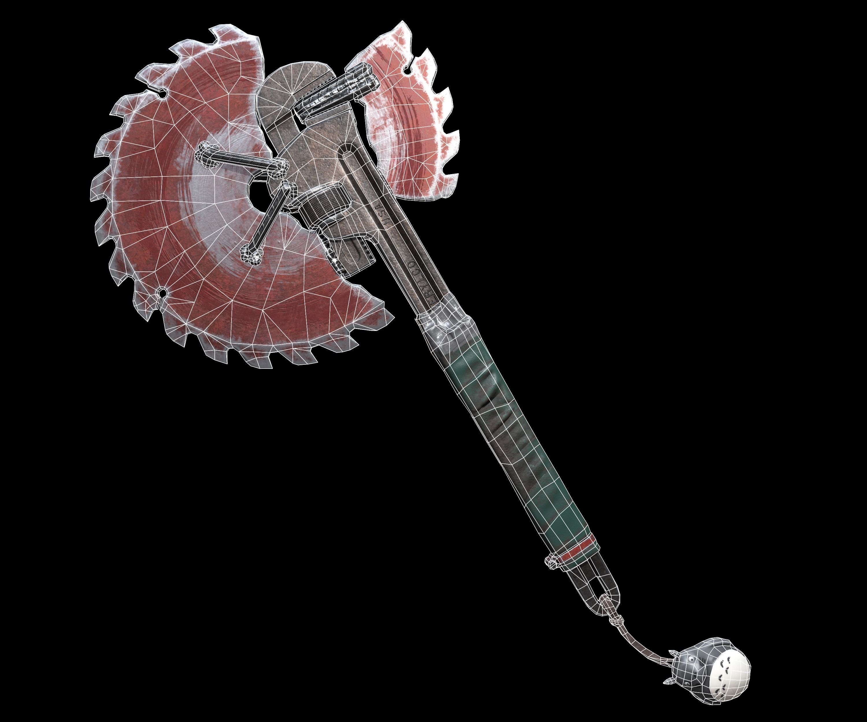 Lowpoly Makeshift Melee Weapon Realistic Pbr Low-poly 3D model_4