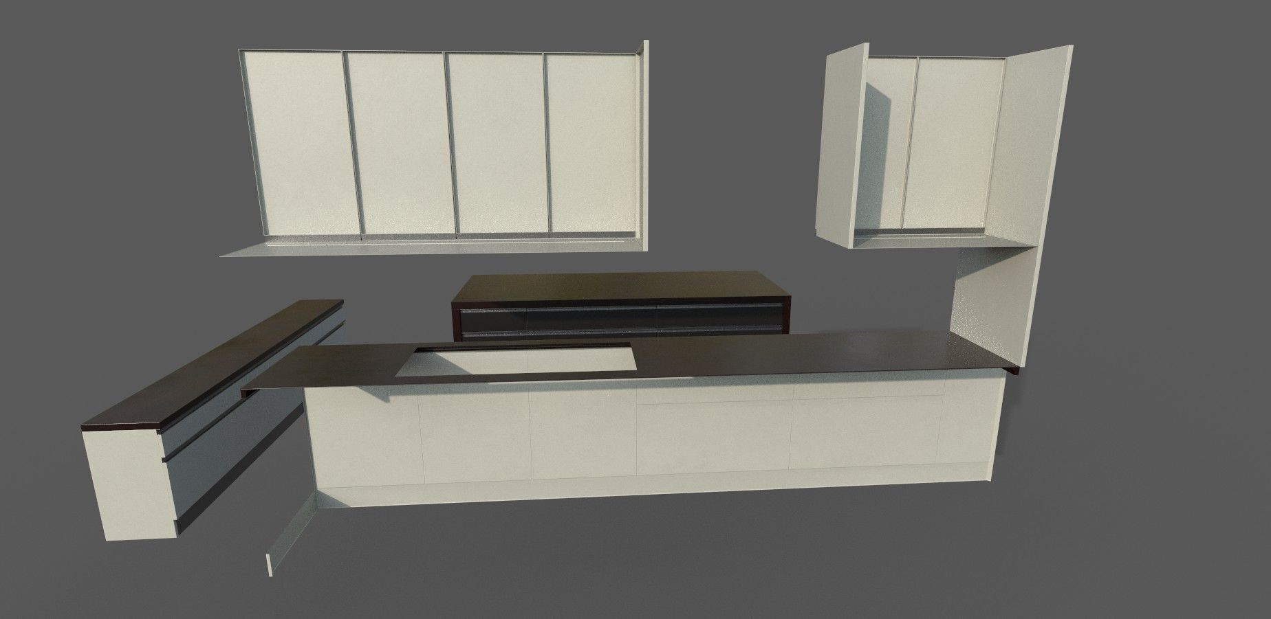 kitchen counter 3d model with wooden texture Low-poly 3D model_4