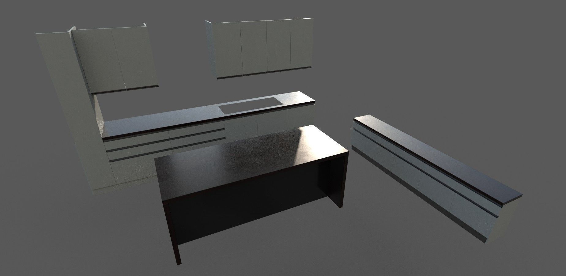 kitchen counter 3d model with wooden texture Low-poly 3D model_2