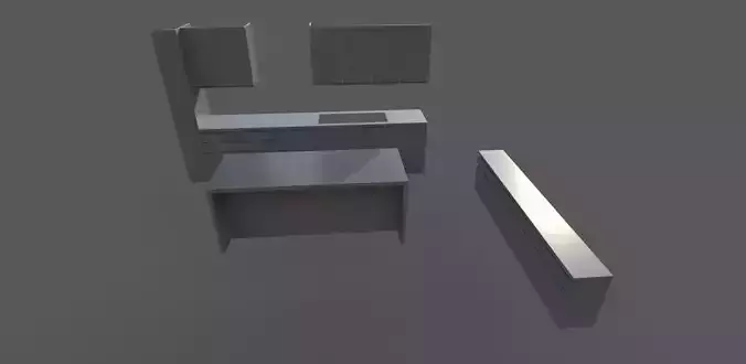 kitchen counter 3d model with wooden texture Low-poly 3D model