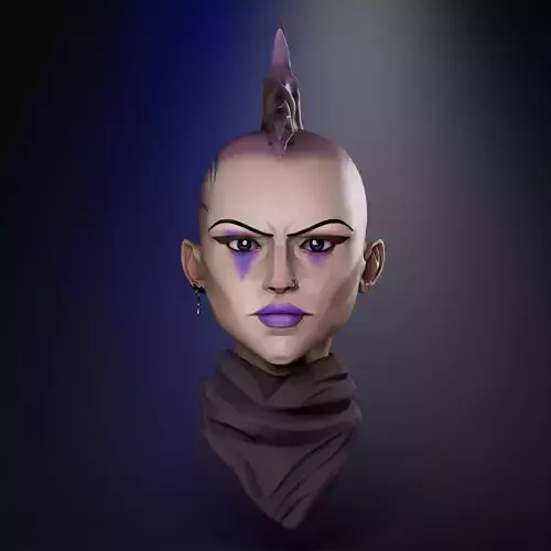 Cyberpunk girls head 3D print model