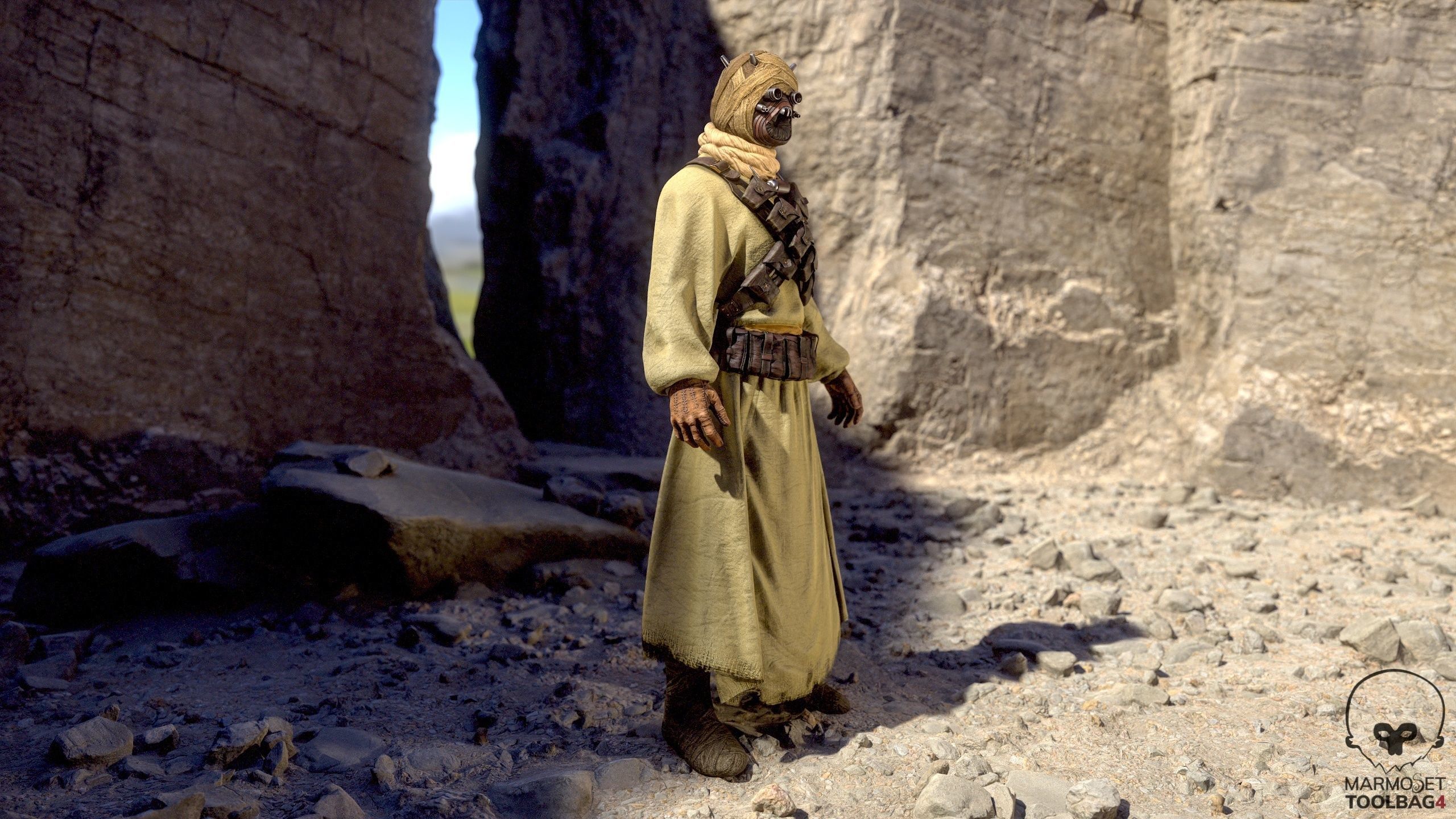 Tusken Raider Game ready model Low-poly 3D model_2