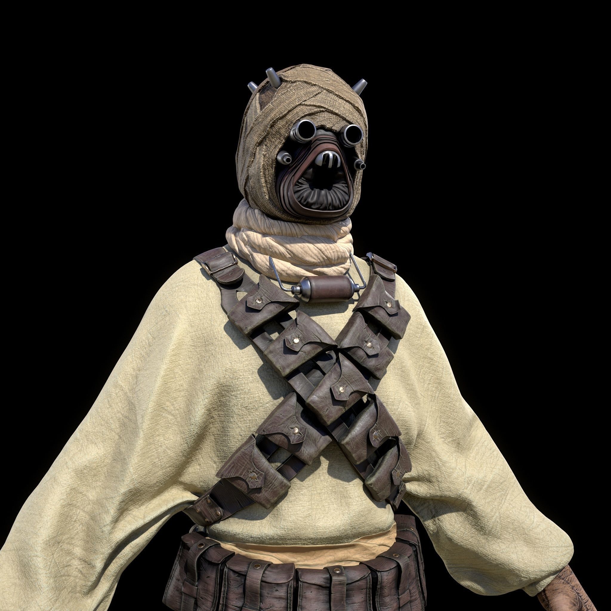 Tusken Raider Game ready model Low-poly 3D model_12