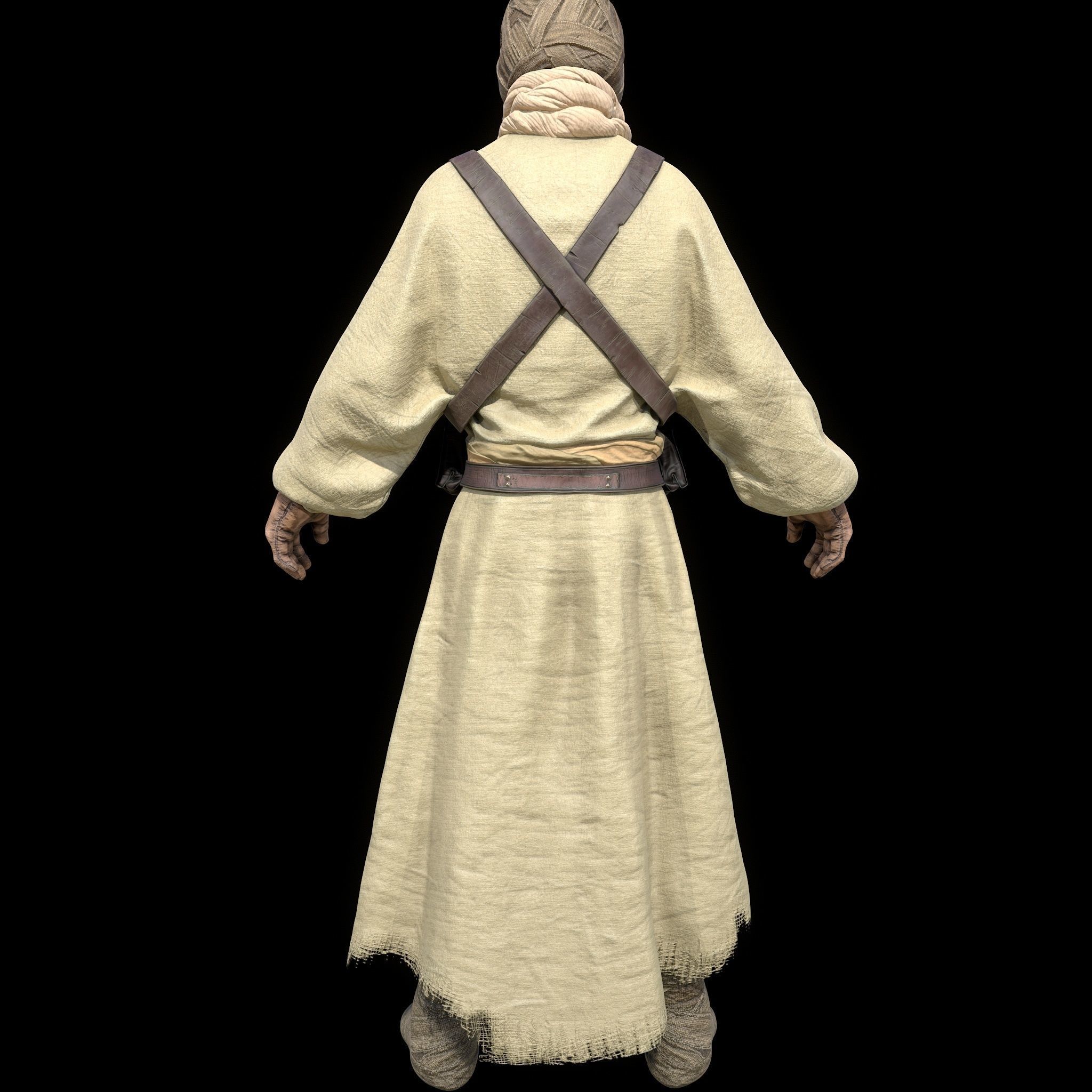 Tusken Raider Game ready model Low-poly 3D model_13