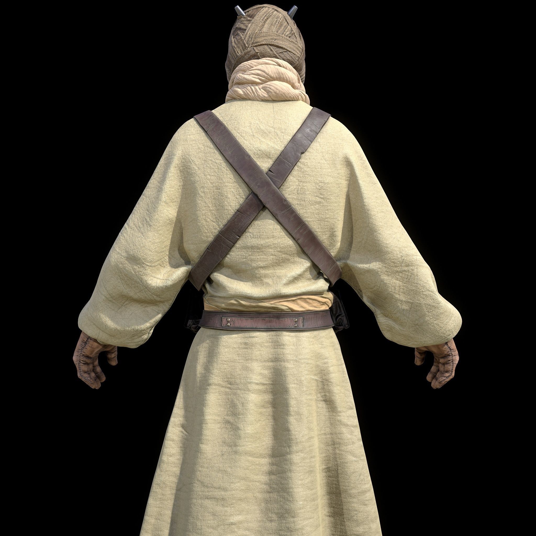 Tusken Raider Game ready model Low-poly 3D model_6