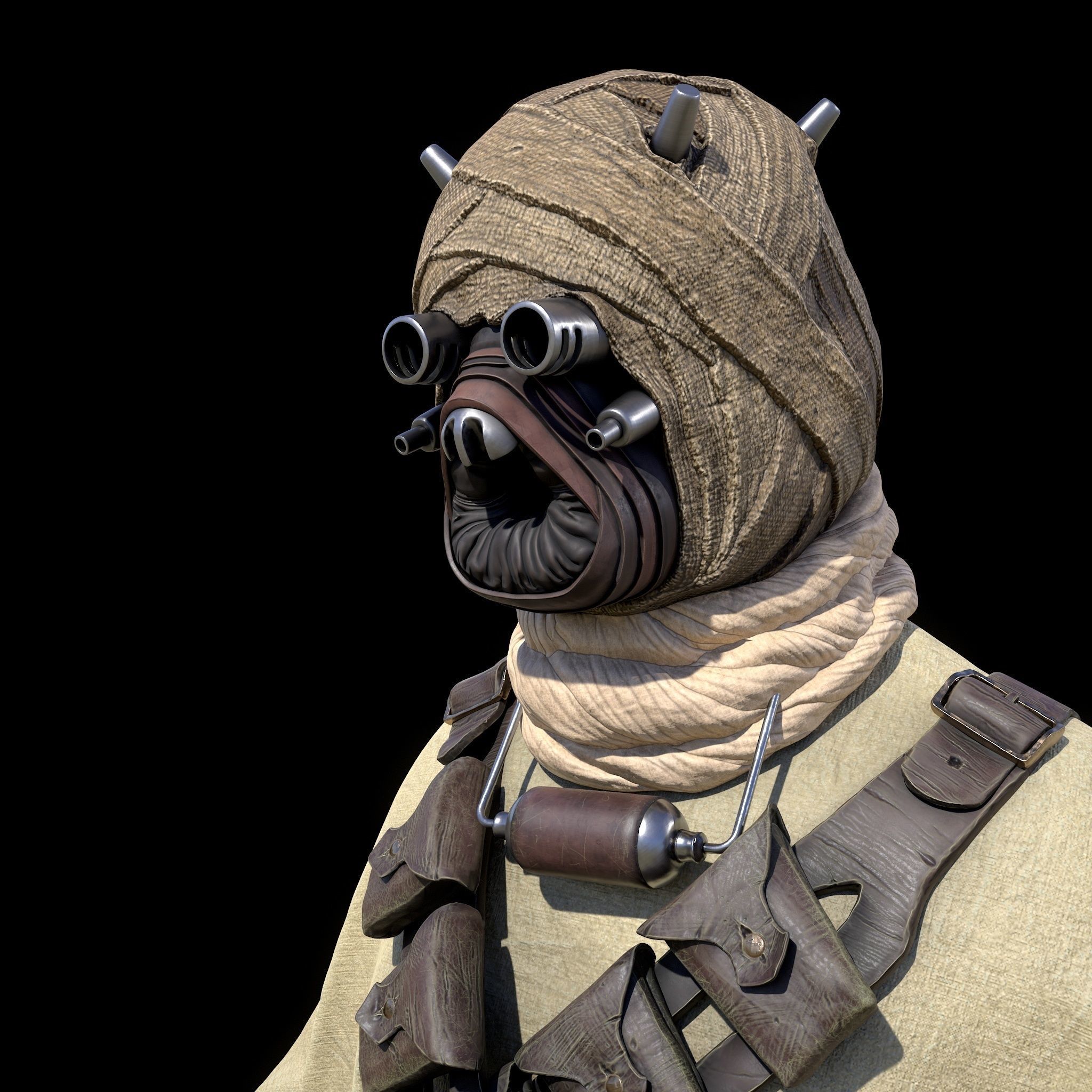 Tusken Raider Game ready model Low-poly 3D model_8