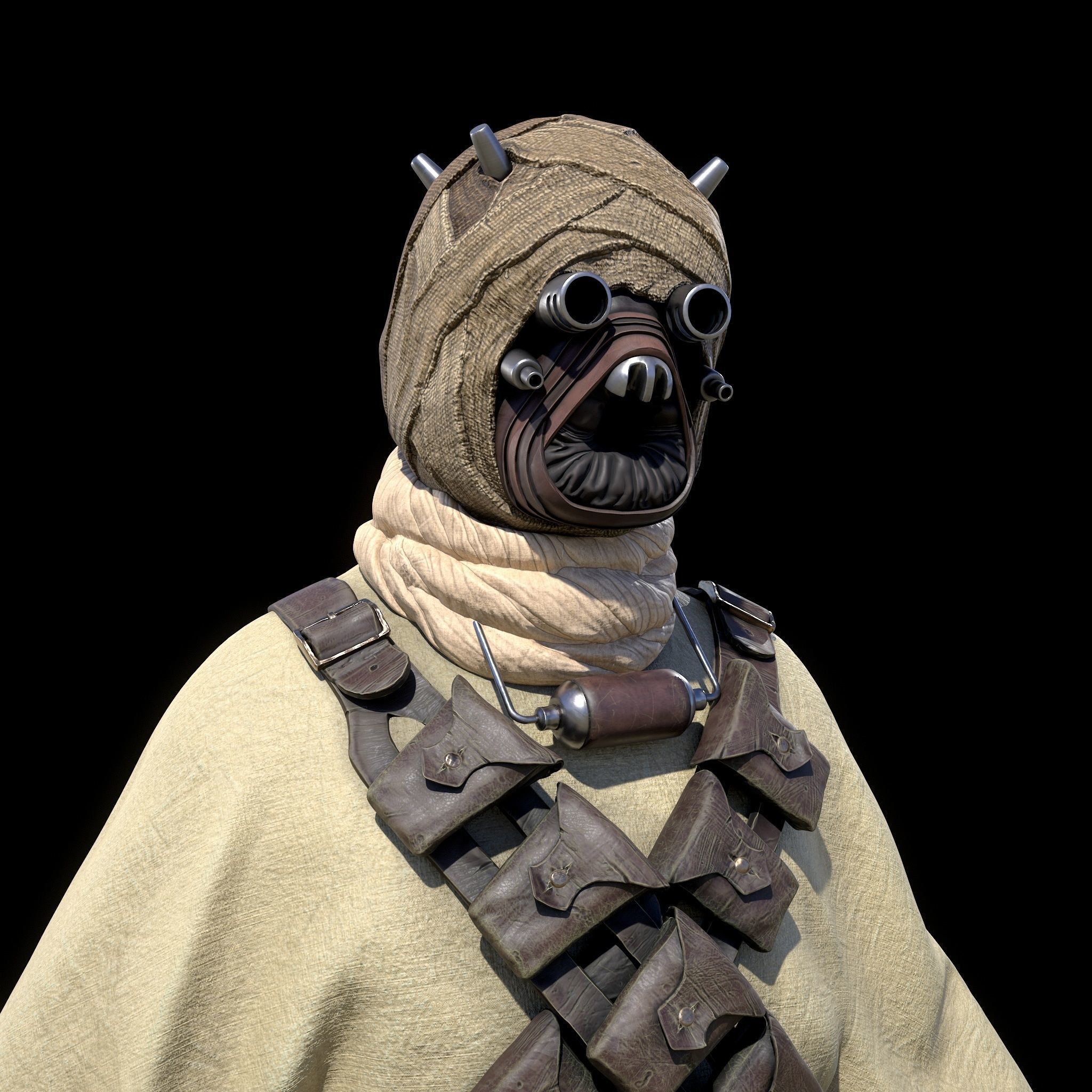 Tusken Raider Game ready model Low-poly 3D model_7