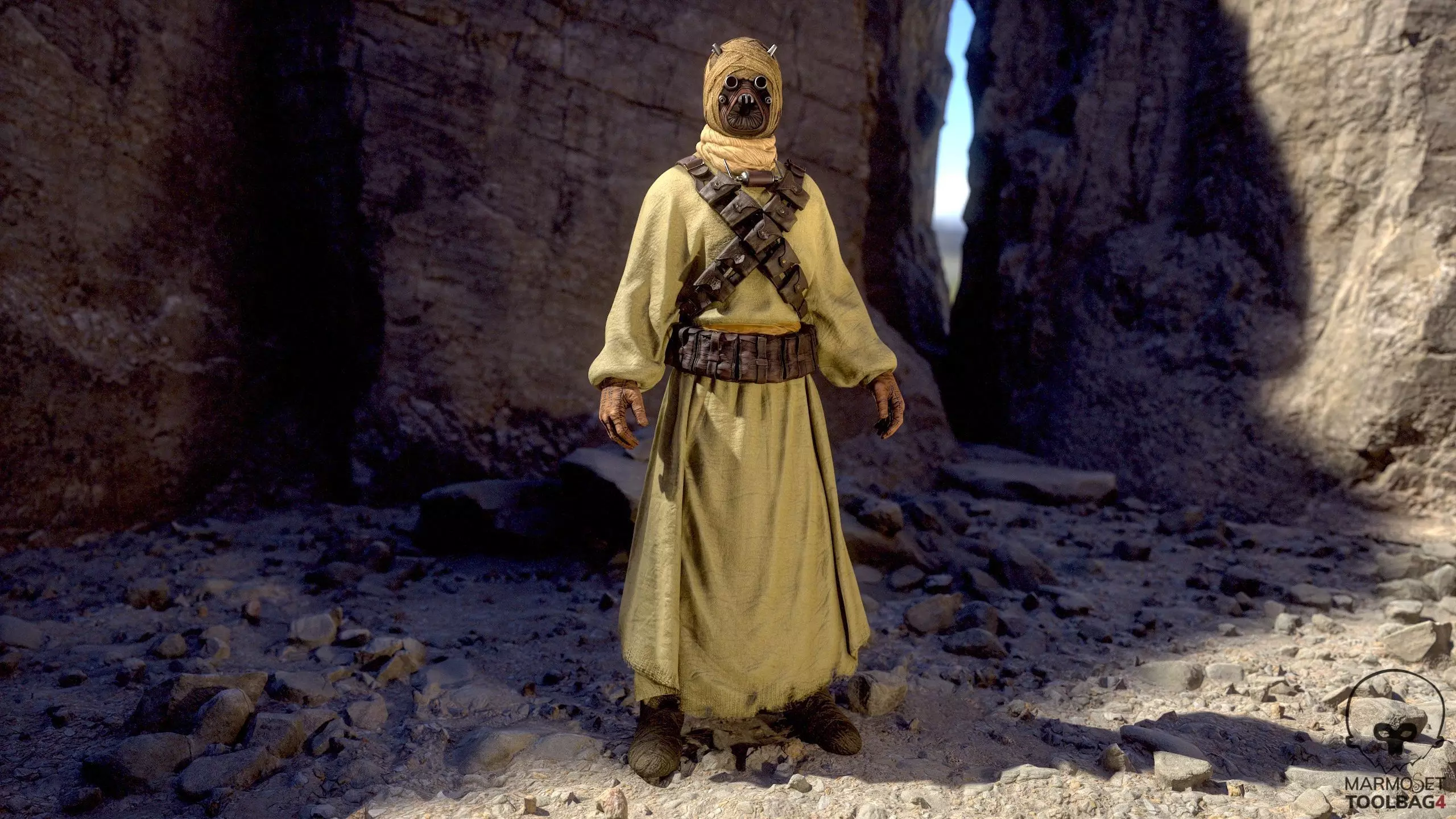 Tusken Raider Game ready model Low-poly 3D model_0
