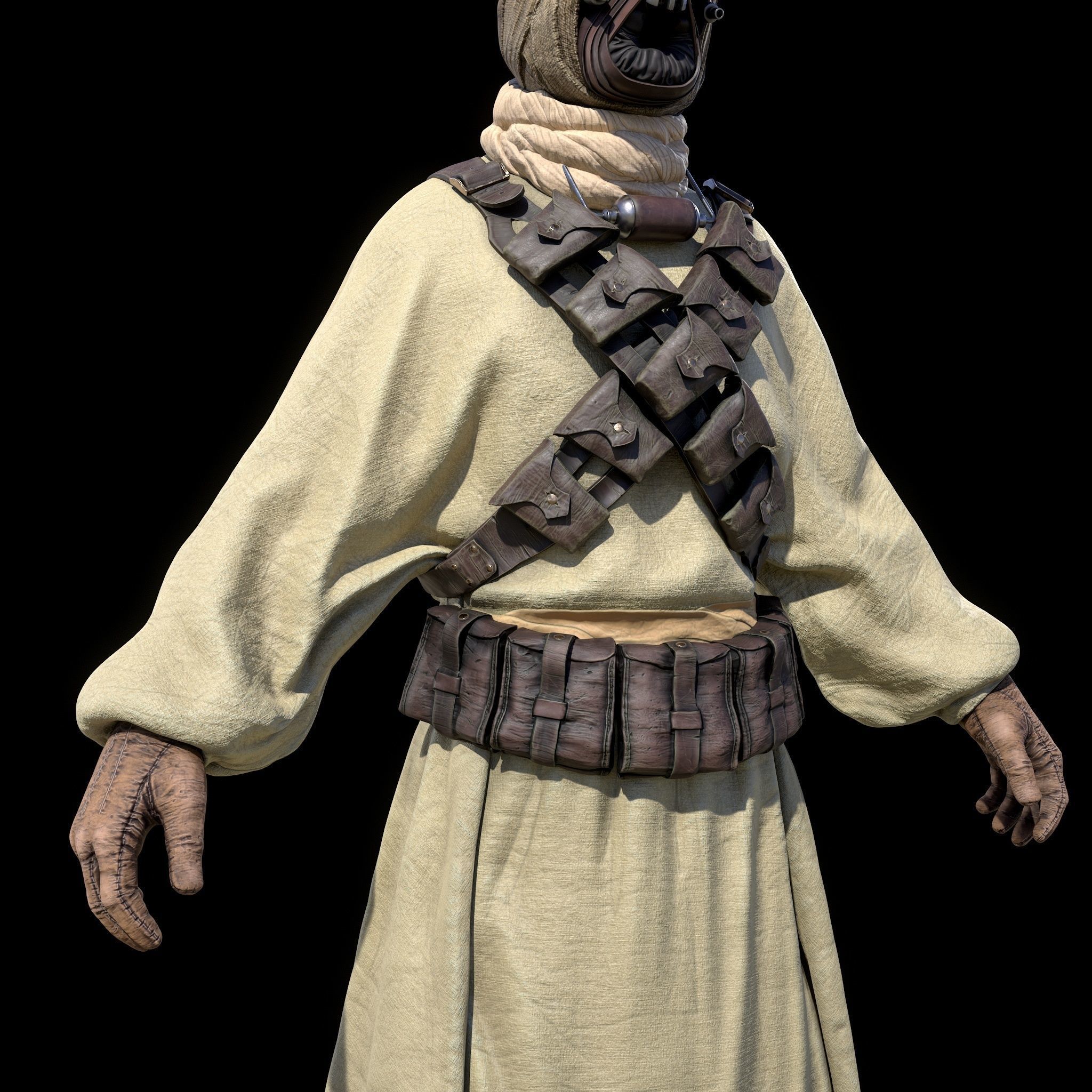 Tusken Raider Game ready model Low-poly 3D model_10