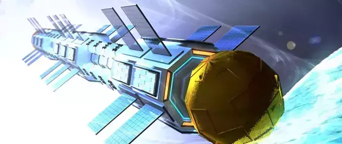 spaceship space station floating in space