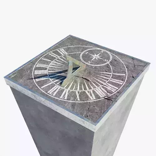 Chiselled Stone Sundial And Concrete Plinth