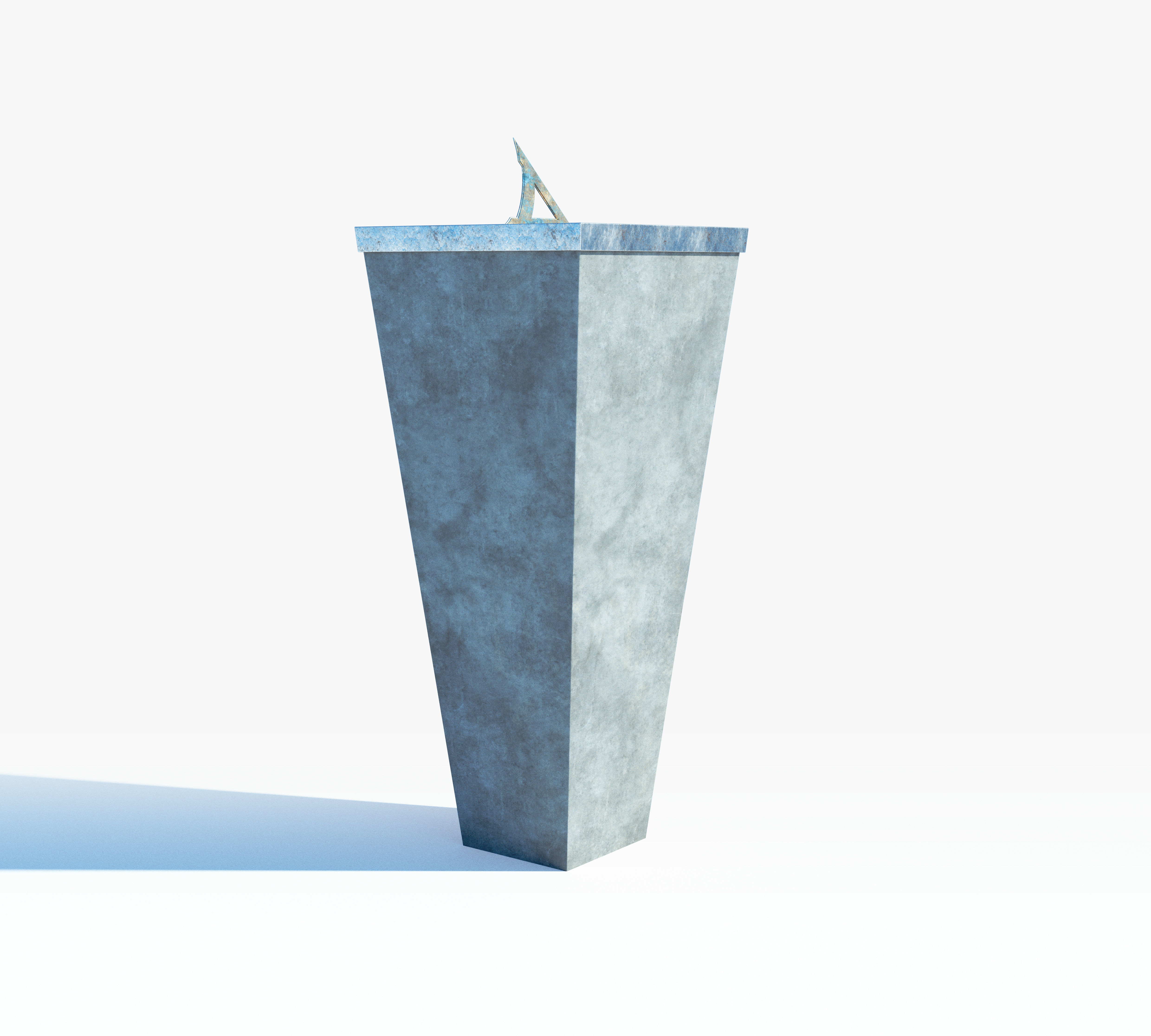 Chiselled Stone Sundial And Concrete Plinth 3D model_6