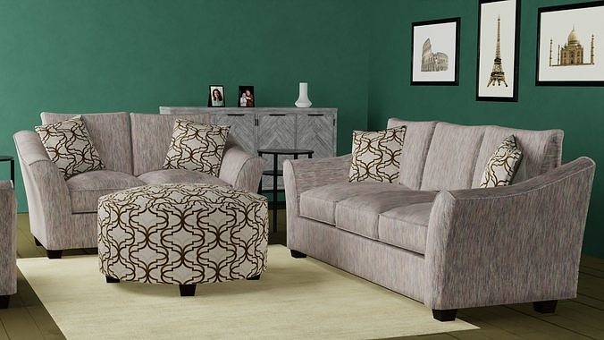 Living room set Low-poly 3D model