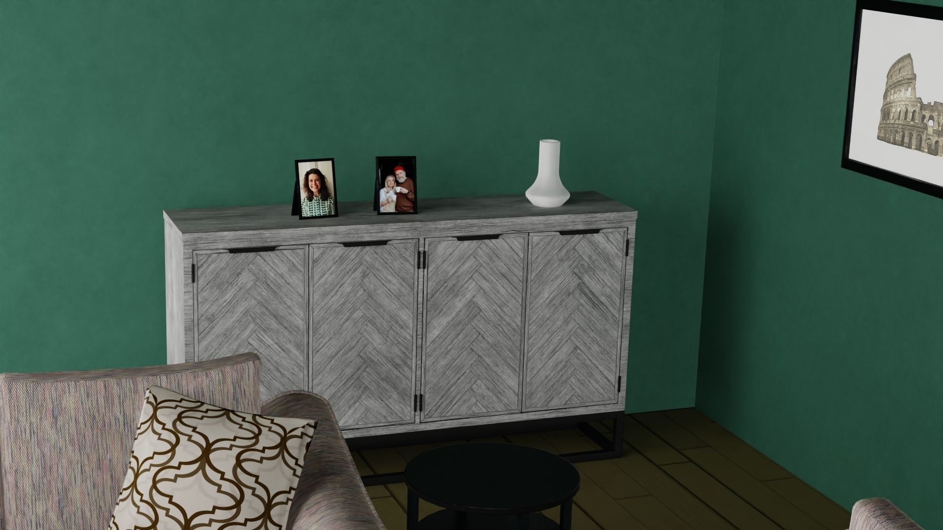 Living room set Low-poly 3D model_2