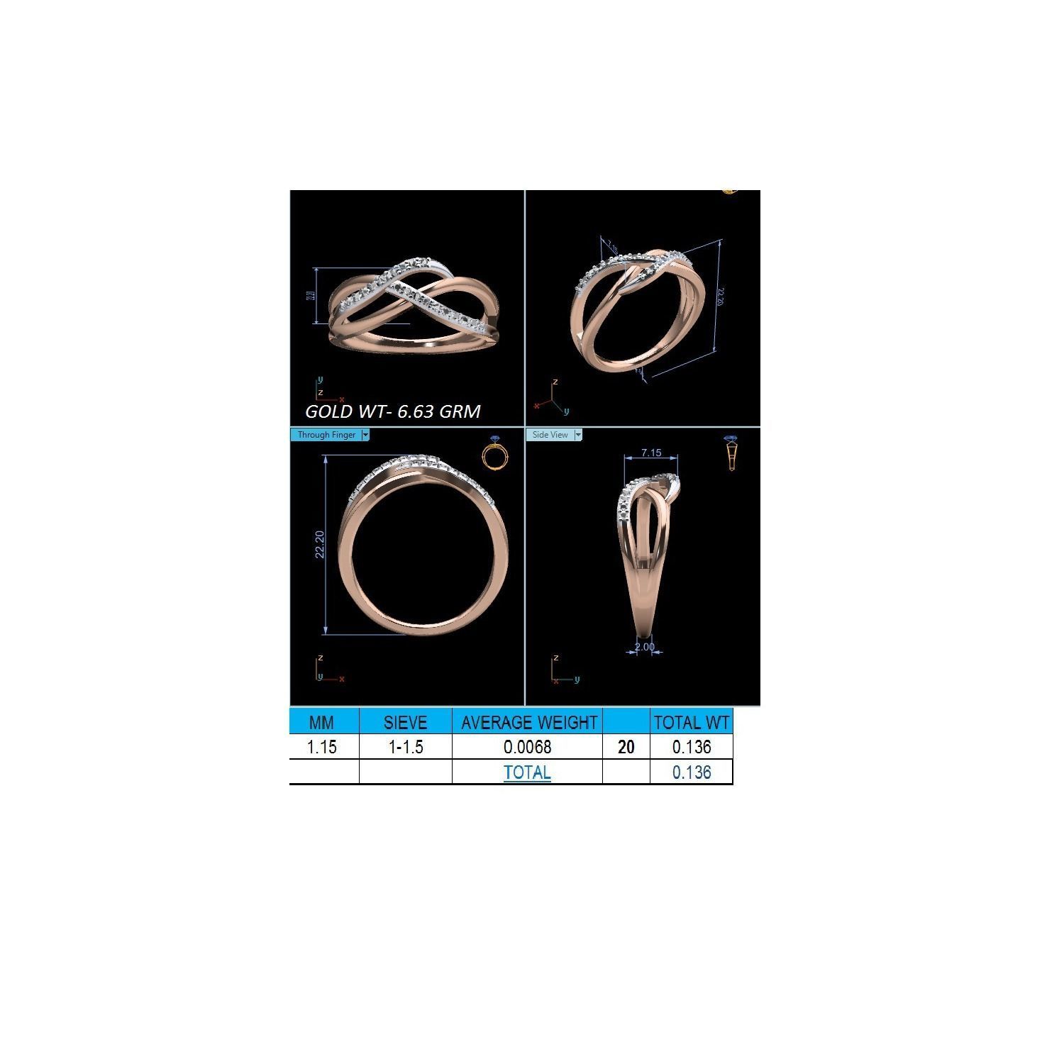 Women Wedding Engagement Ring STL OBJ FBX Renders Details 3D print model_24