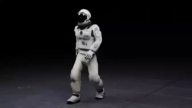 Astronaut Start walking animated Low-poly 3D model