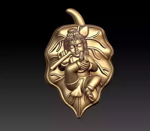 LEAF WITH KRISHNA PENDENT 3D print model