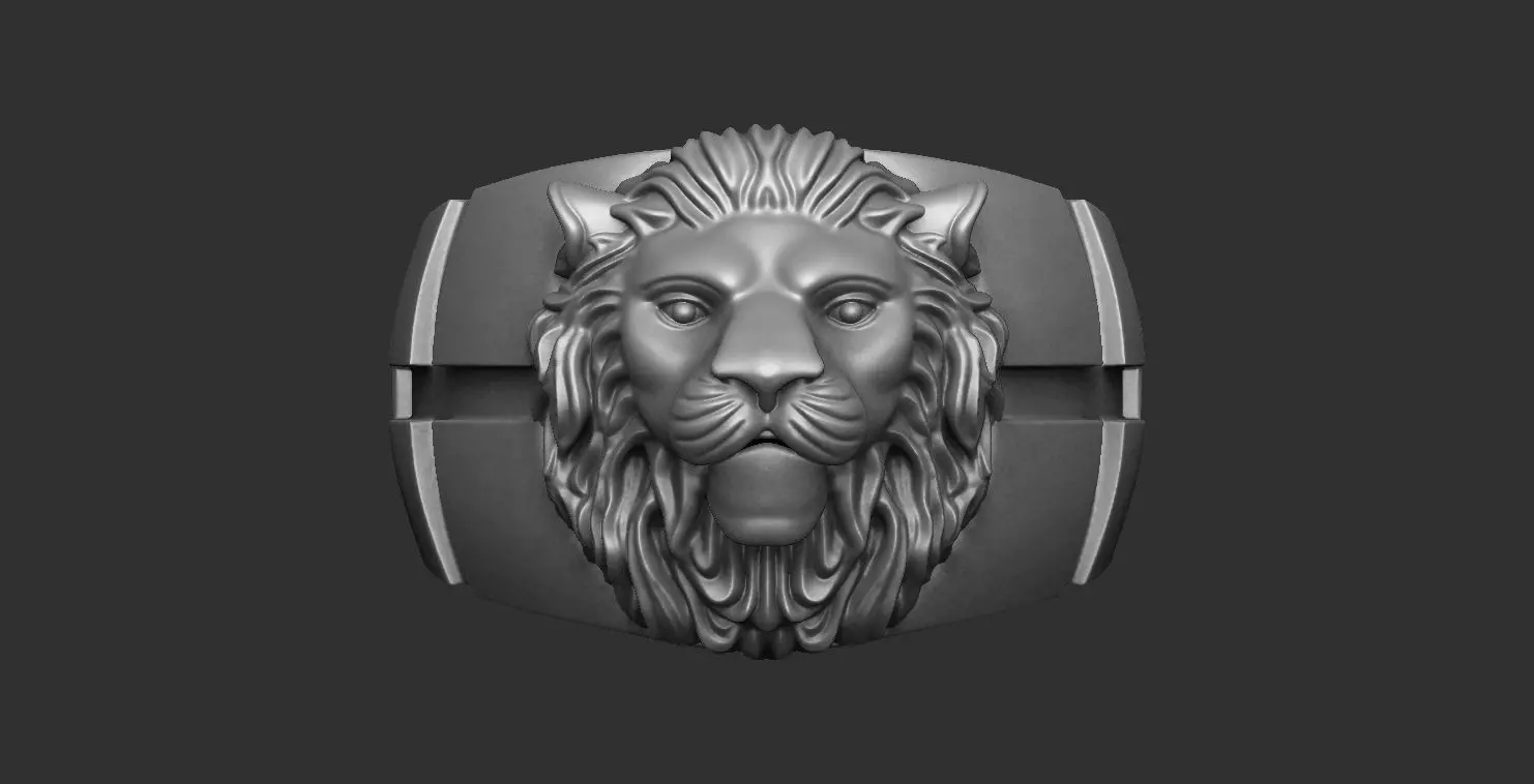 Lion Ring 3D print model_0