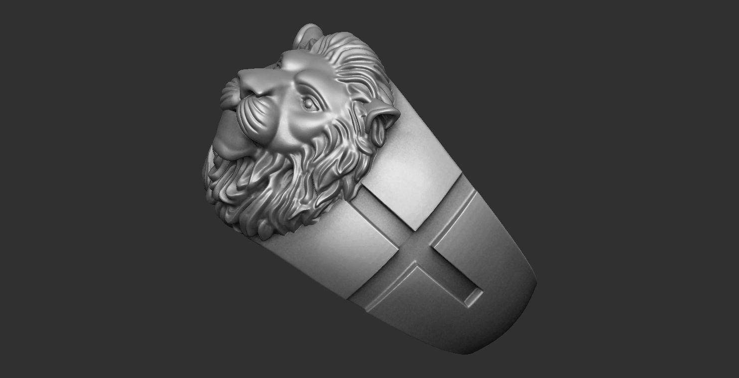 Lion Ring 3D print model_3