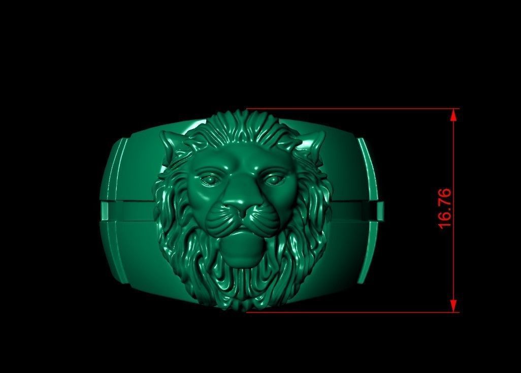 Lion Ring 3D print model_9