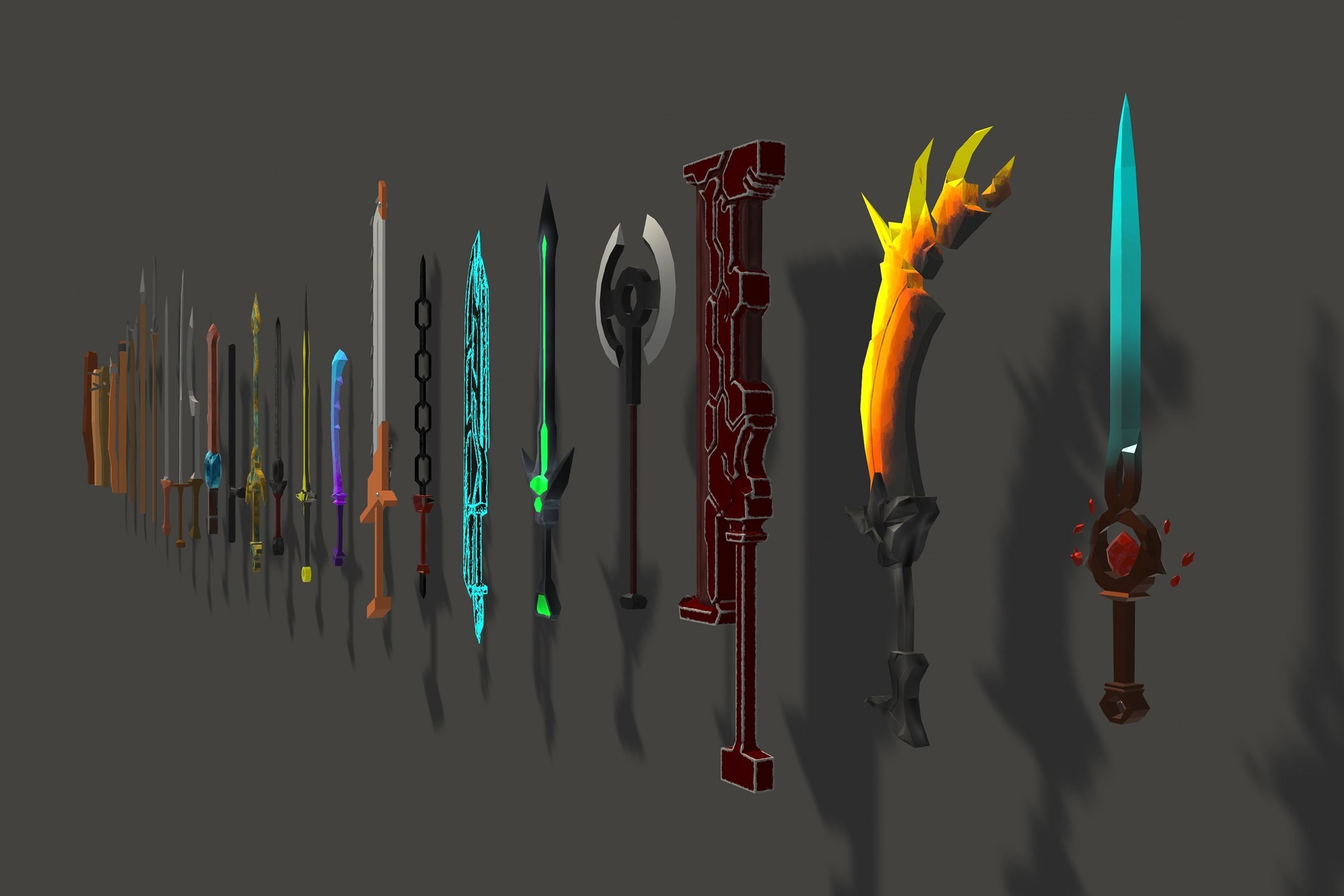 Fantasy Low Poly Weapons Pack Low-poly 3D model_22