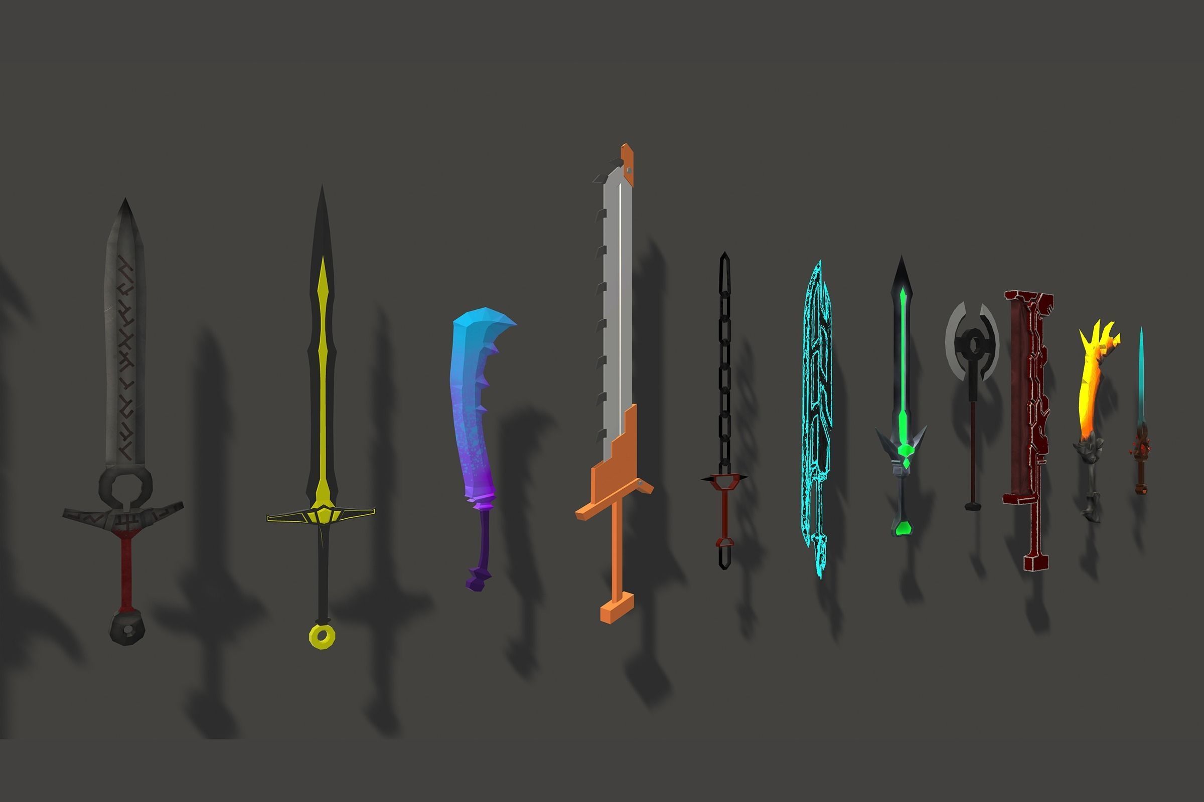 Fantasy Low Poly Weapons Pack Low-poly 3D model_23