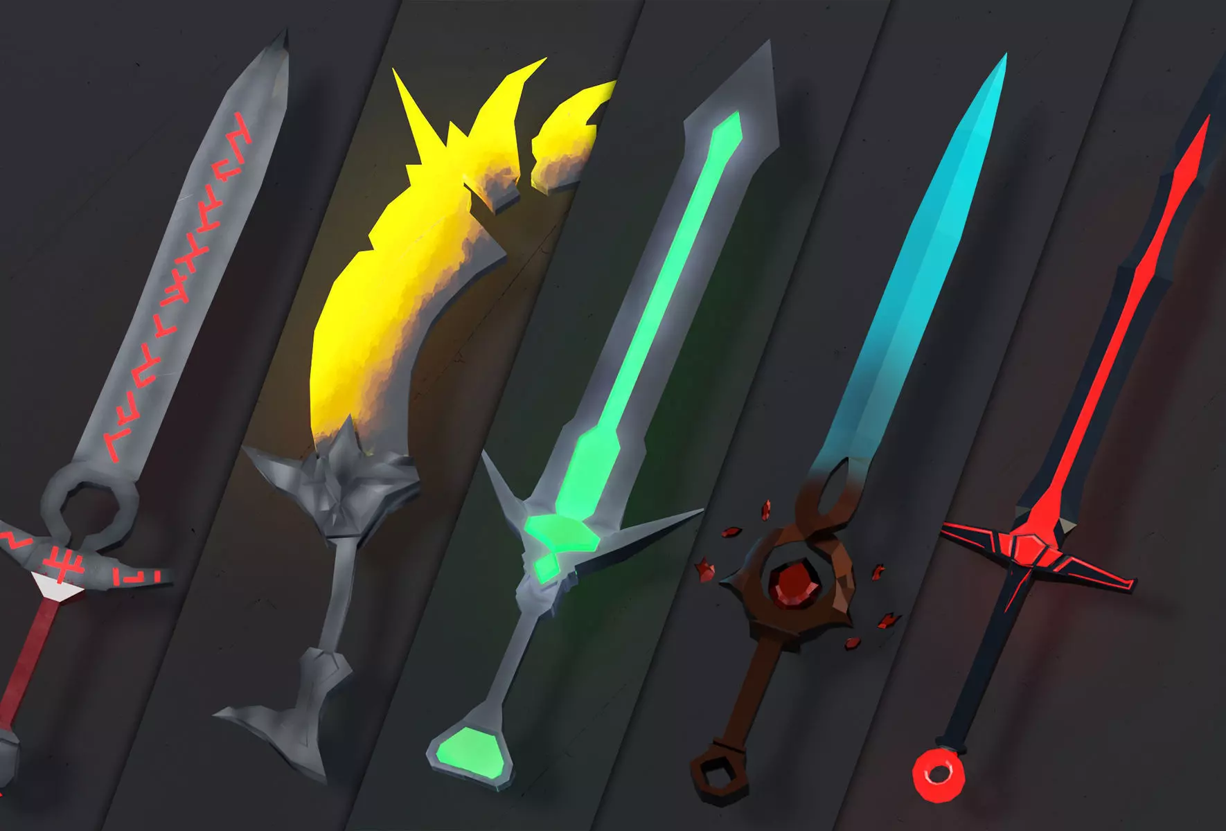 Fantasy Low Poly Weapons Pack Low-poly 3D model_0