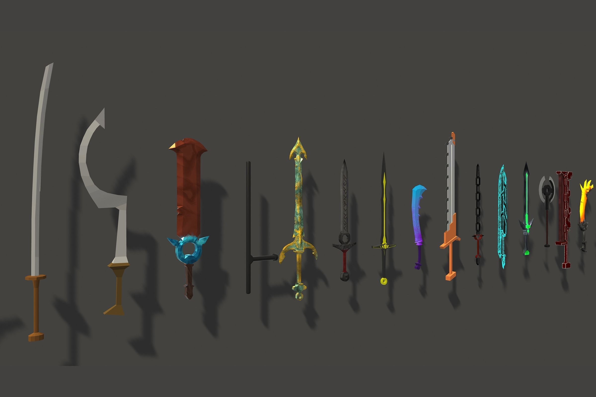 Fantasy Low Poly Weapons Pack Low-poly 3D model_24