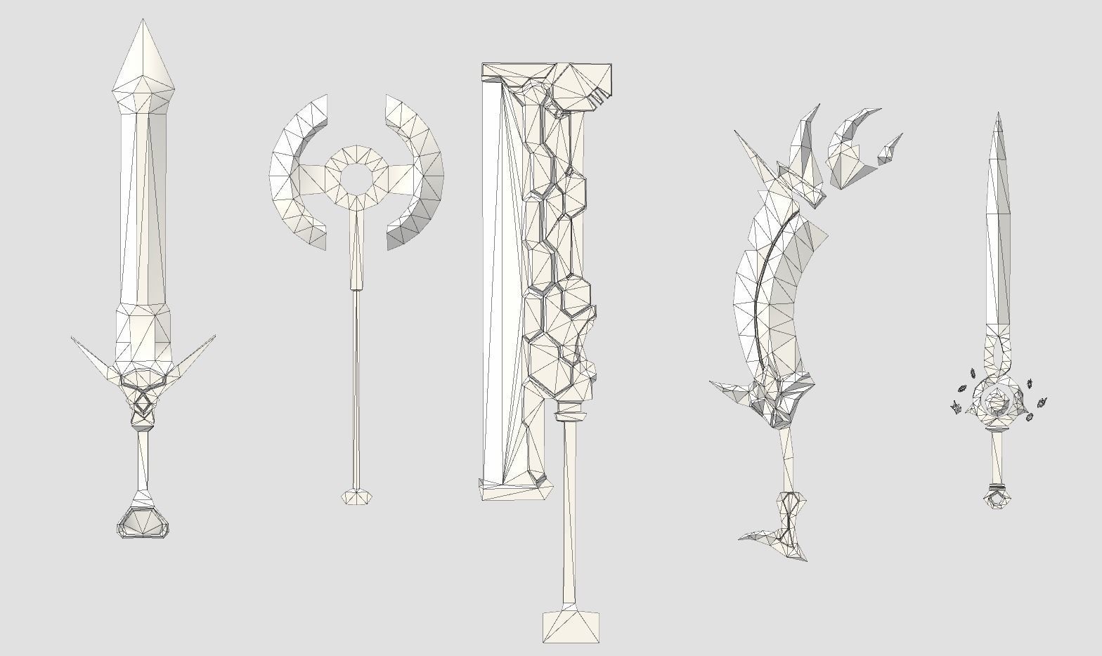 Fantasy Low Poly Weapons Pack Low-poly 3D model_14