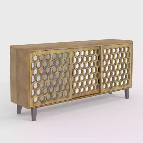 Door Cabinet Honeycomb Mirror