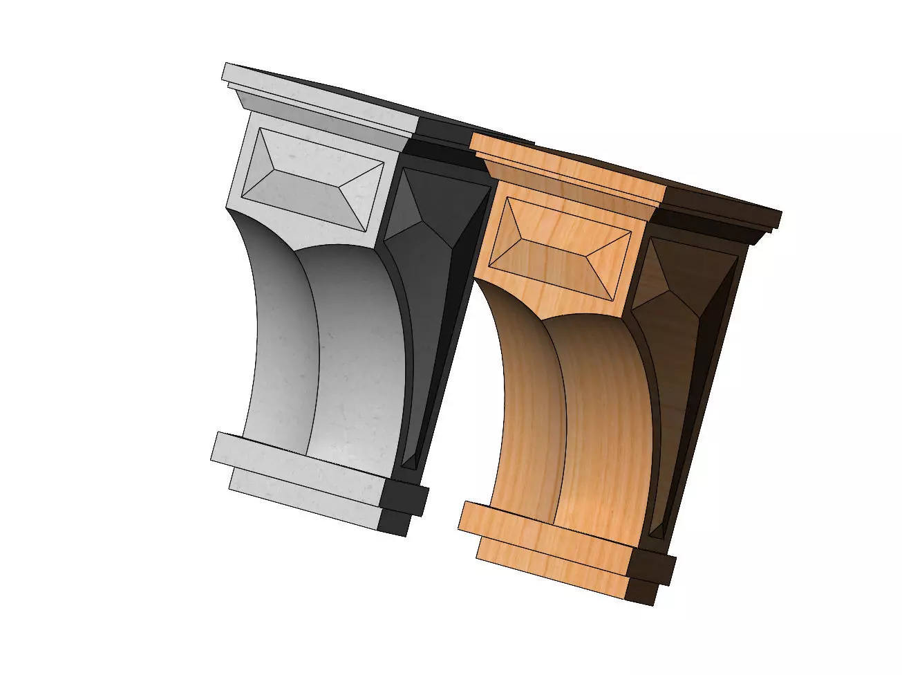 Faceted mission corbel bracket 3D print model