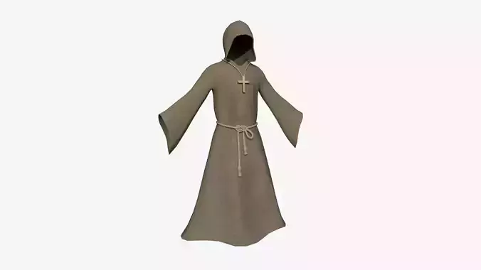 Priest Outfit A01 Dark Brown - Character Clothing Design Low-poly 3D model