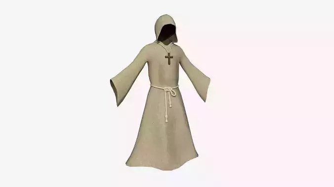 Priest Outfit A02 Light Brown - Character Clothing Design Low-poly 3D model