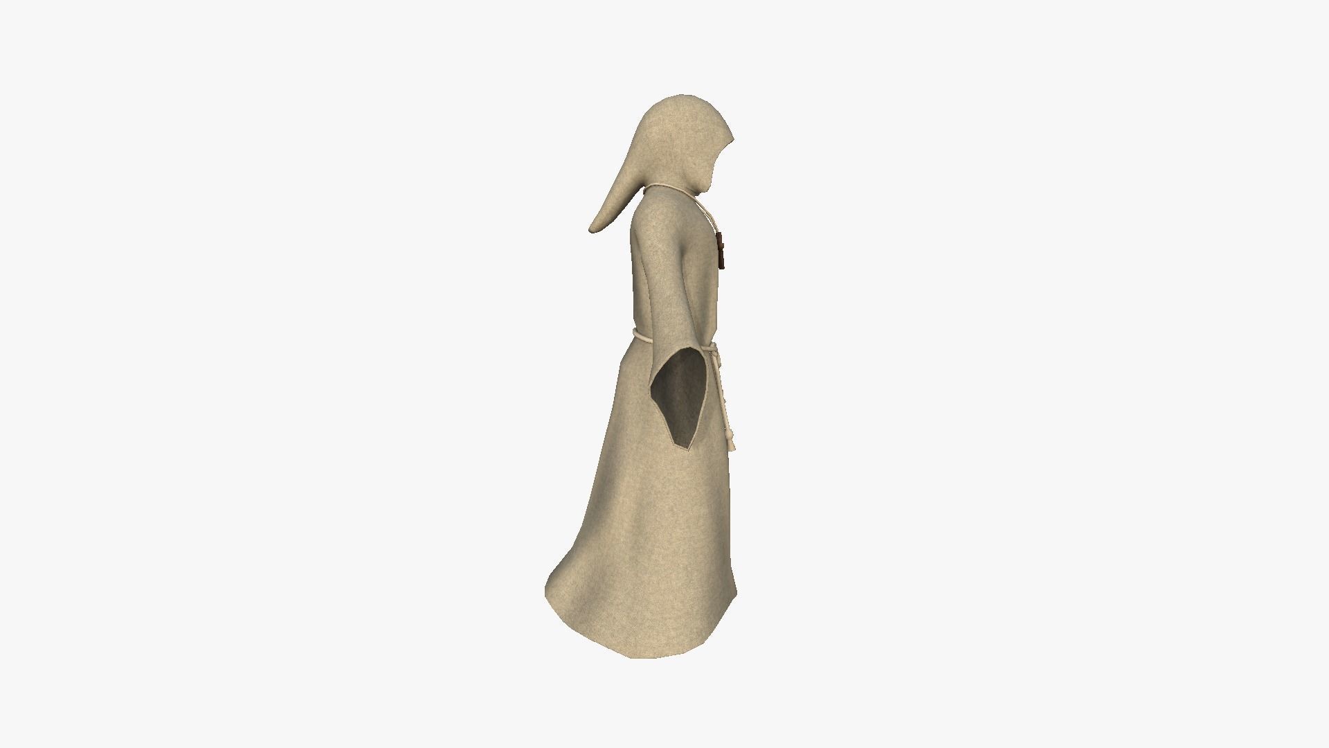 Priest Outfit A02 Light Brown - Character Clothing Design Low-poly 3D model_2