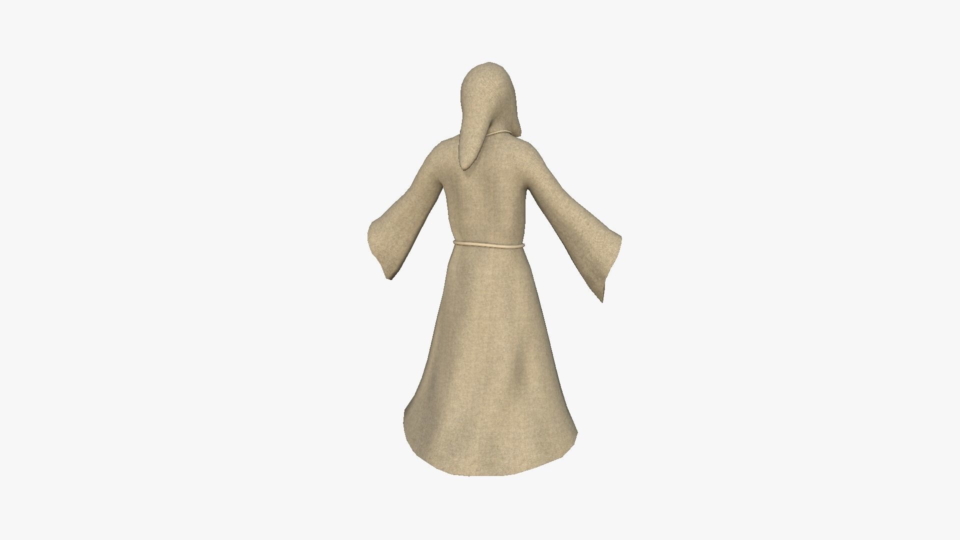 Priest Outfit A02 Light Brown - Character Clothing Design Low-poly 3D model_3