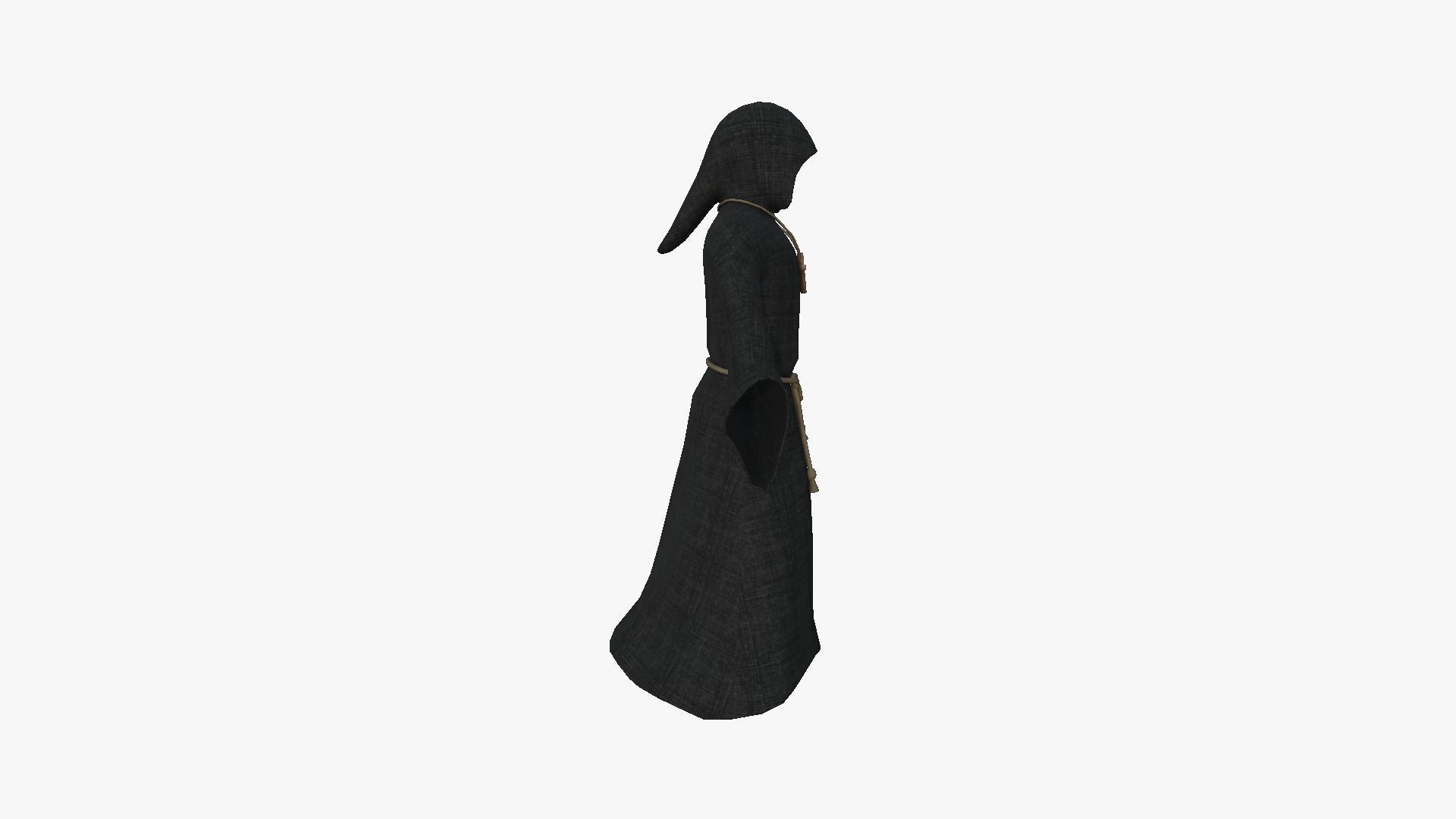 Priest Outfit A03 Black - Character Clothing Design Low-poly 3D model_2