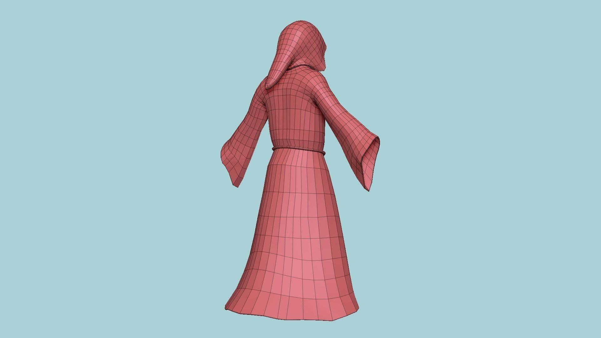 Priest Outfit A03 Black - Character Clothing Design Low-poly 3D model_12