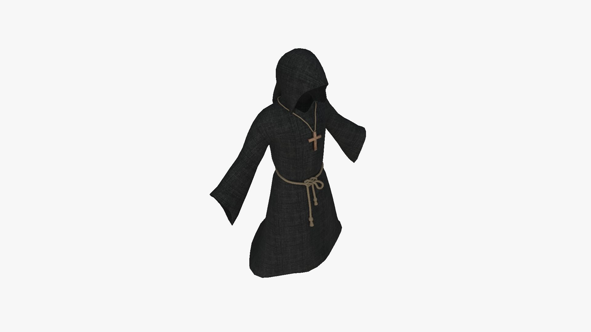 Priest Outfit A03 Black - Character Clothing Design Low-poly 3D model_4