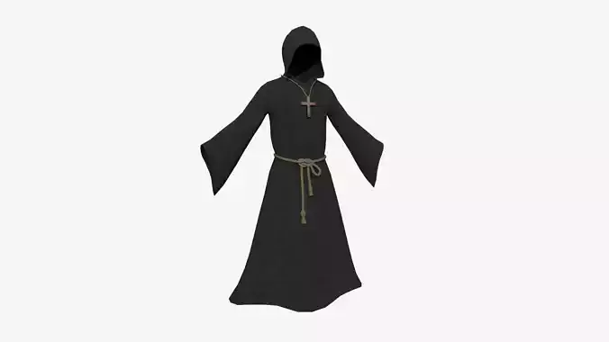 Priest Outfit A03 Black - Character Clothing Design Low-poly 3D model