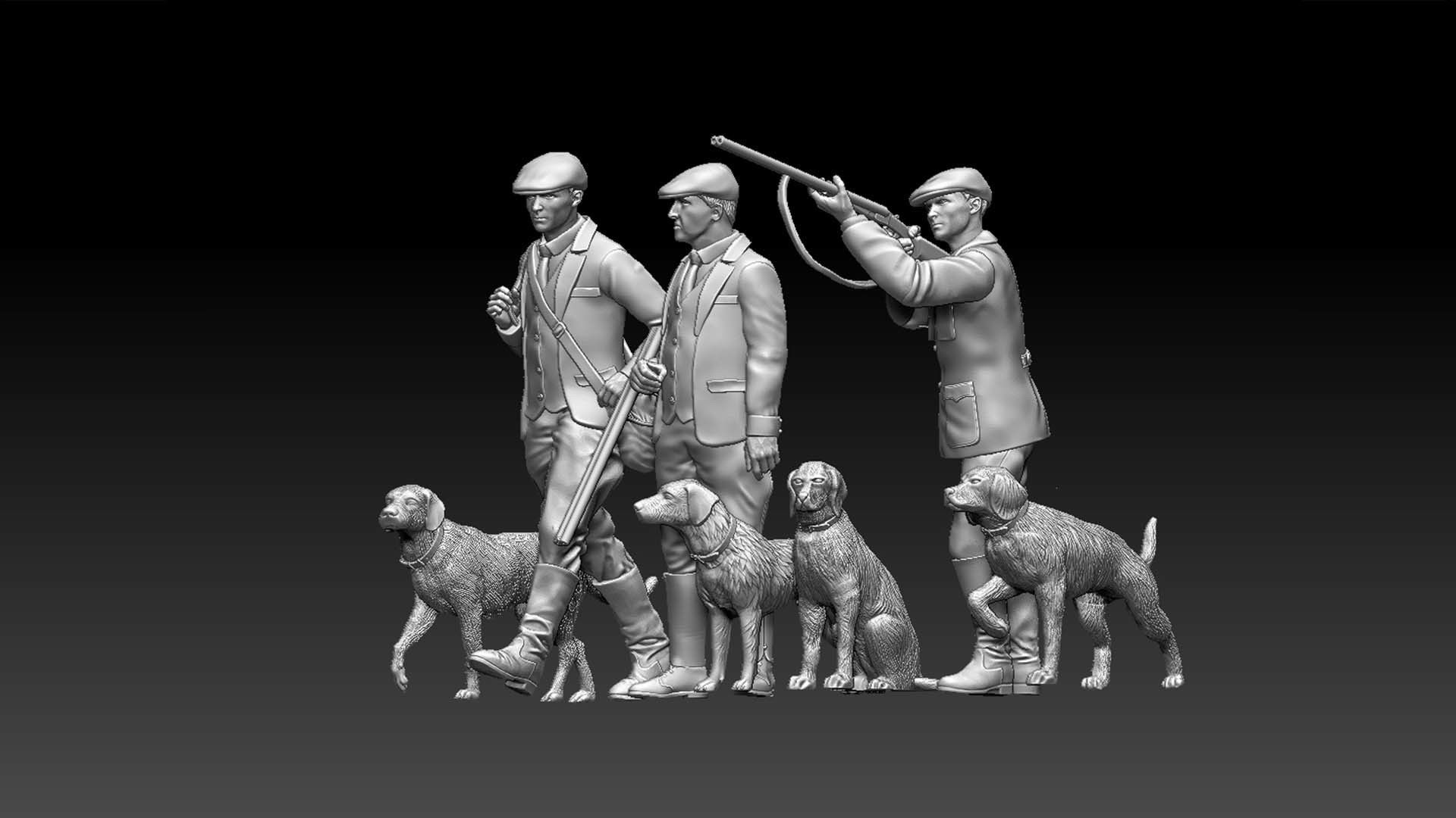 HUNTERS AND DOGS 3D print model_13