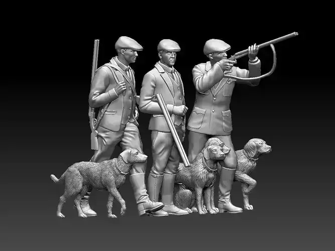 HUNTERS AND DOGS 3D print model
