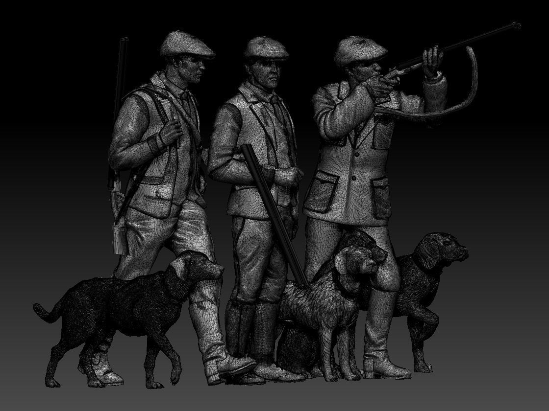 HUNTERS AND DOGS 3D print model_39