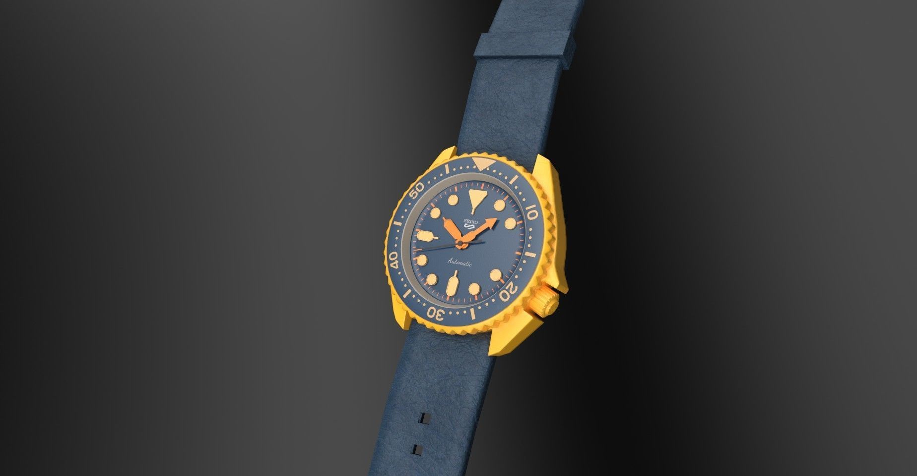 Seiko 5 mens wrist watch with 2 different textures  Low-poly 3D model_14