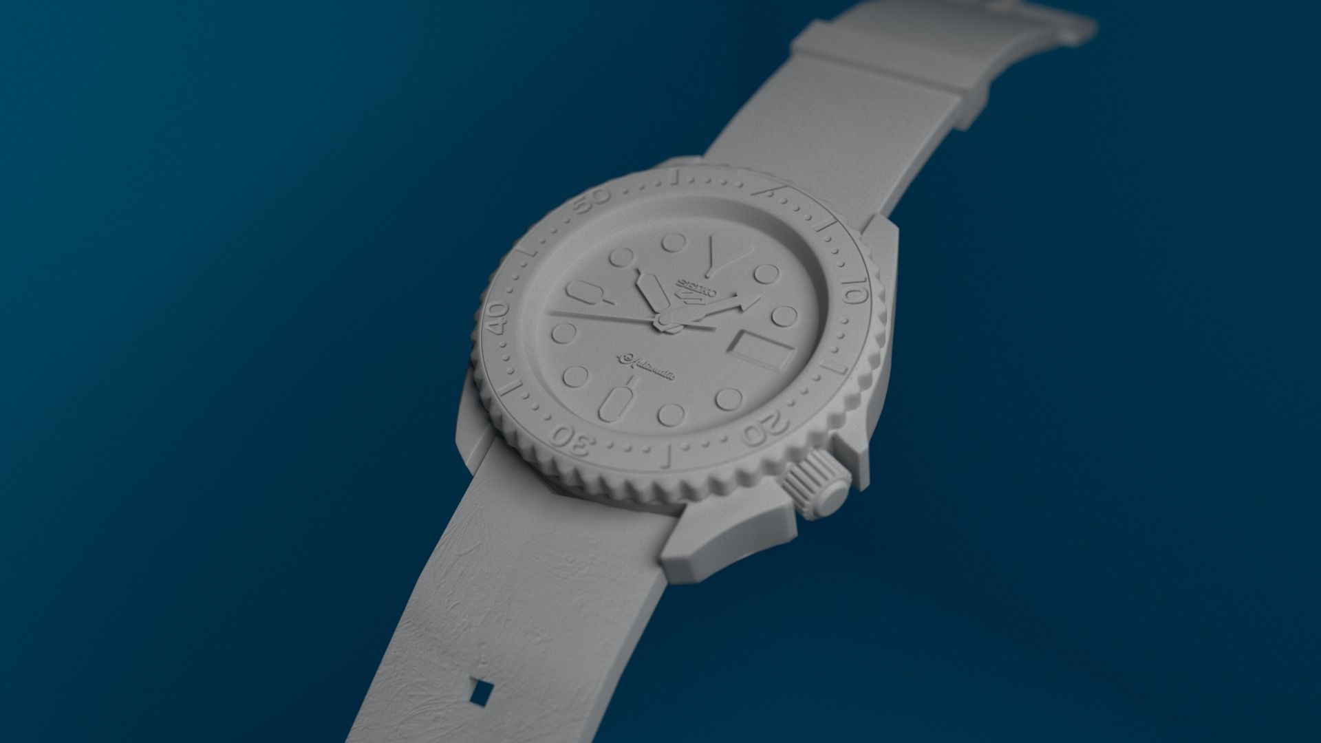 Seiko 5 mens wrist watch with 2 different textures  Low-poly 3D model_9