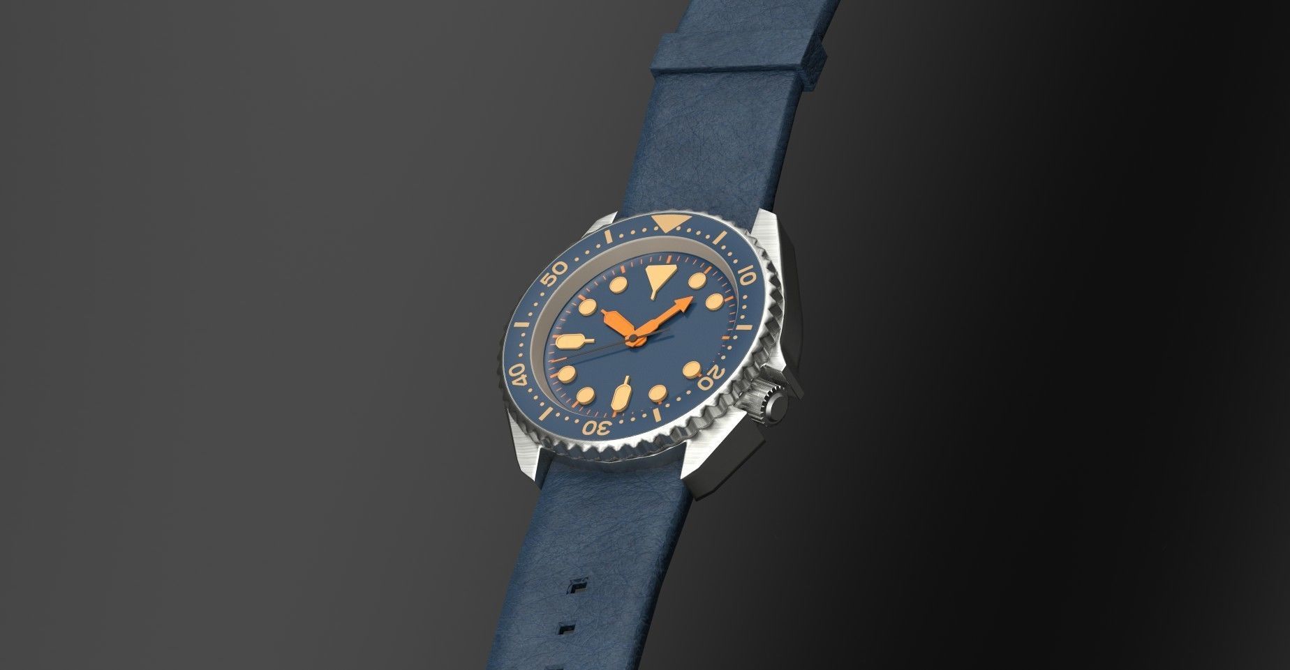 Seiko 5 mens wrist watch with 2 different textures  Low-poly 3D model_1